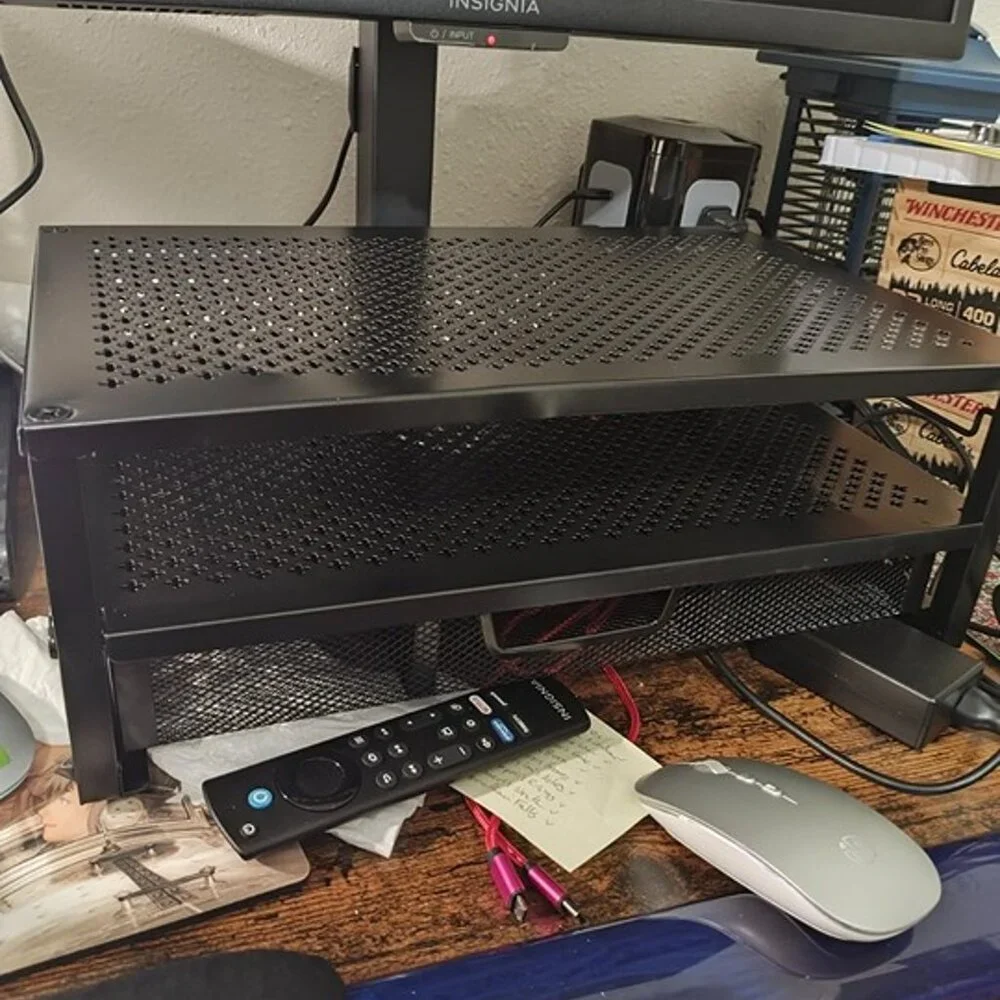 NEW 2 Tier Metal Monitor Stand Monitor riser and Computer Desk Organizer - Picture 2 of 9